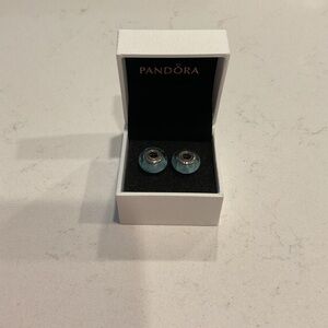 PANDORA Blue Glass Charms set of Two